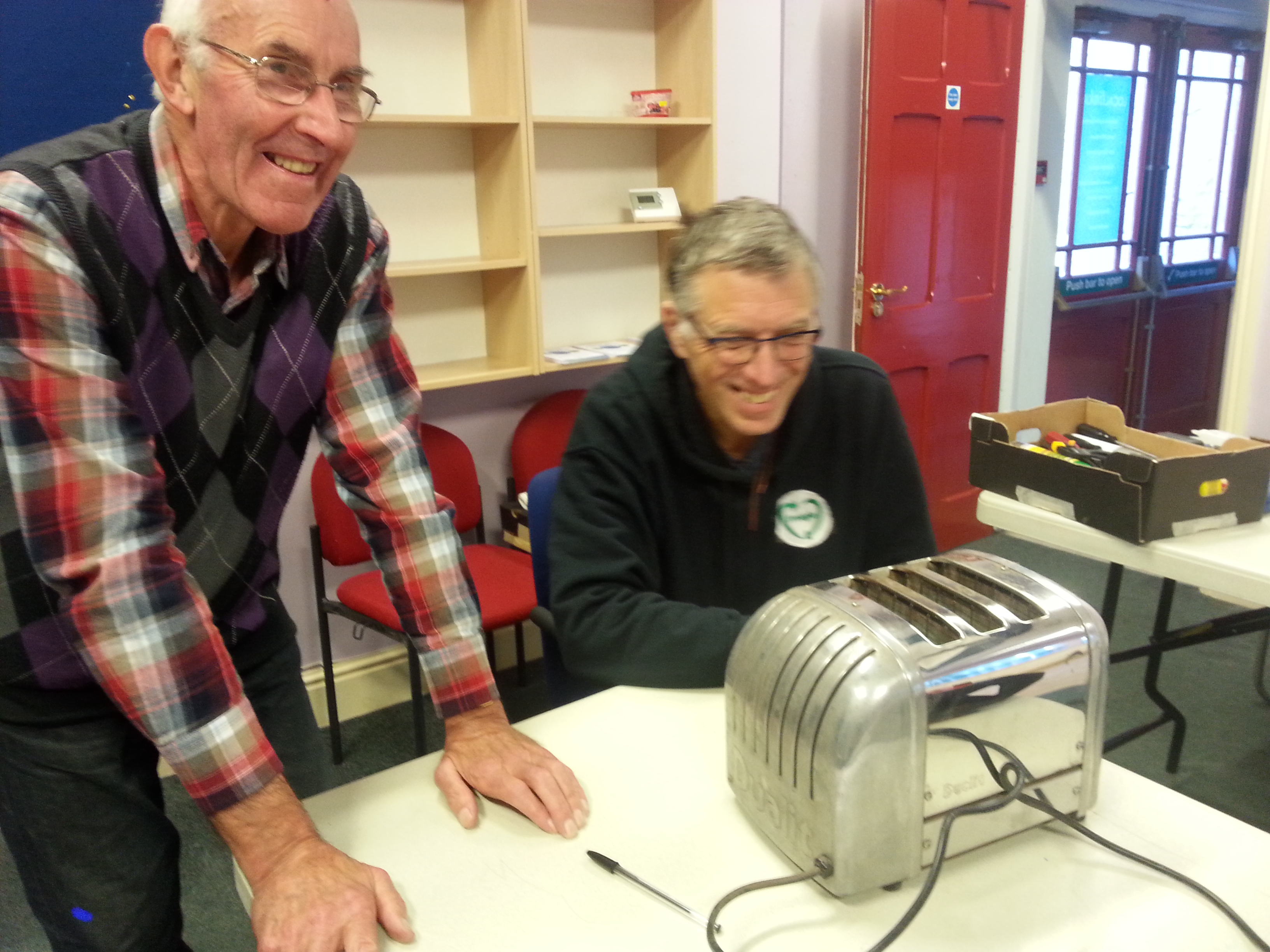 Volunteer Chris Cant fixing a toaster at Alston Moor Repair Cafe 23 Sept 2017 by CAfS